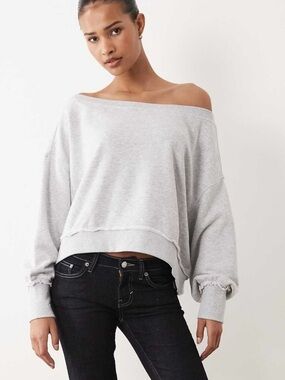 NWOT Cotton On Slouchy Off the Shoulder Sweatshirt, Grey – Large